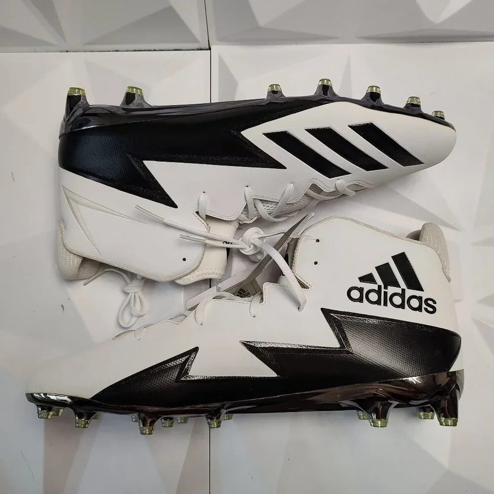 Adidas Mens Football Cleats 17 White Black Shoe Lacrosse High Molded Athletic - Picture 2 of 11